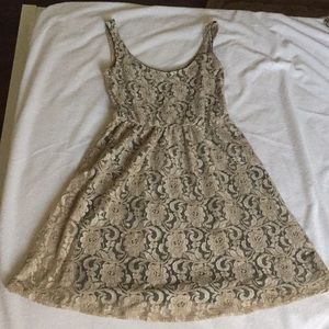 Golden mini flare dress